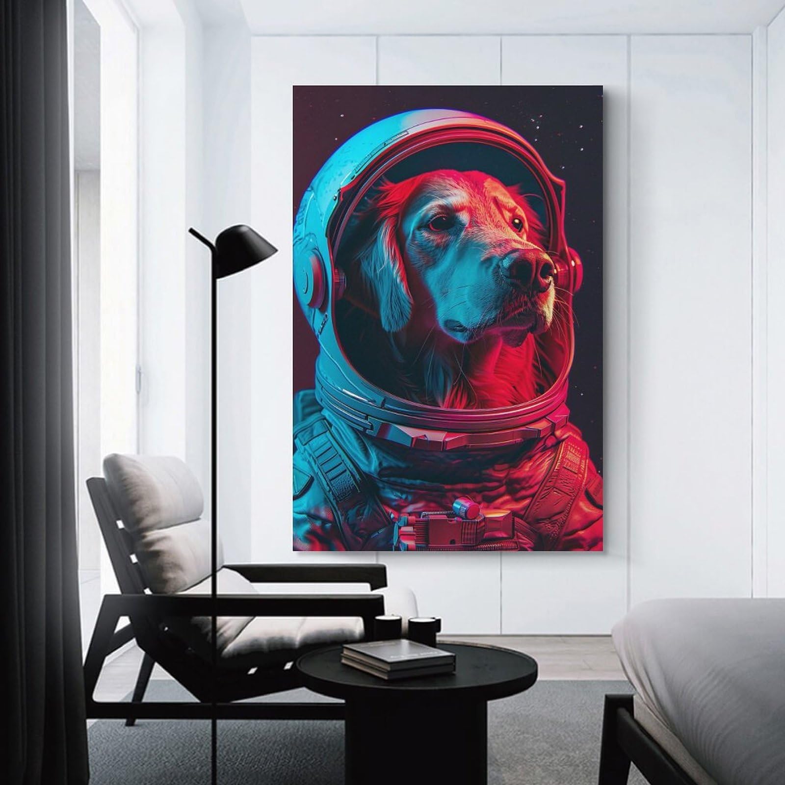 Junmoney Wall Picture Print Dog Astronaut, 20x30inch(50x75cm), for Entrance Walls, Hall Decor Or Foyers, A Neat Decor Update for Hallways