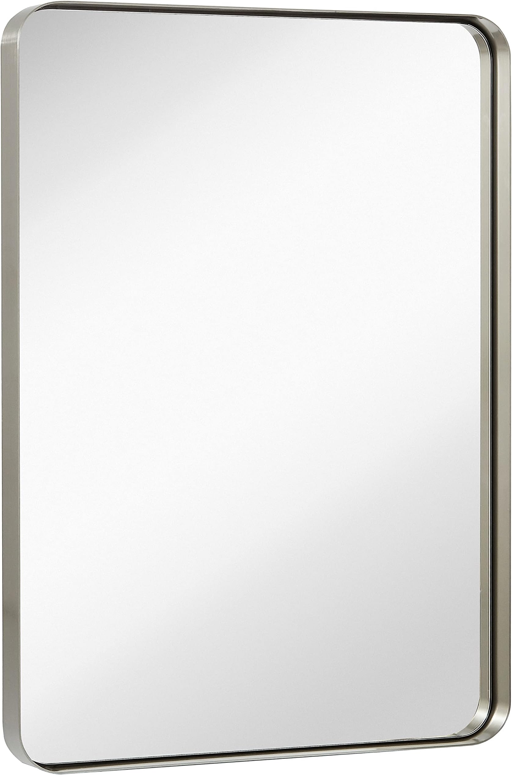 Hamilton Hills 24x36 inch Simple Modern Mirror - Brushed Rectangular Bathroom Mirror with Silver Frame - 2" Deep Set Design for Large Wall Mirrors for Vanity - Hangs Horizontal and Vertical