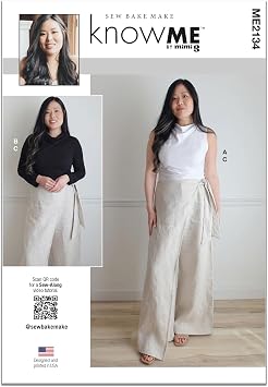Know Me ME2134Y5 Misses Trouser and Draped Mock Neck Knit Top Sewing Pattern Packet by Sew Bake Make, Design Code ME2134, Sizes 18-20-22-24-26