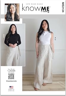 Know Me ME2134Y5 Misses' Trouser and Draped Mock Neck Knit Top Sewing Pattern Packet by Sew Bake Make, Design Code ME2134, Sizes 18-20-22-24-26