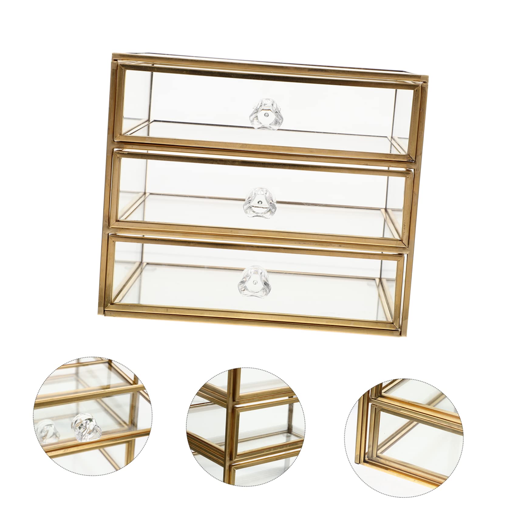 Organizer Biurko z Szufladami Przezroczysty Pojemnik Biżuterię i Kosmetyki Wielowarstwowy Elegancki Design Idealny Do Sypialni Lub Biura