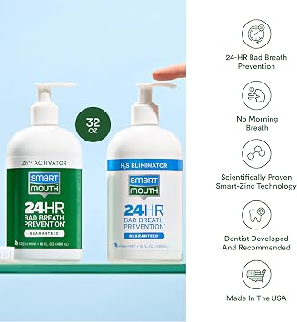 SmartMouth Original 2-Bottle Activated Mouthwash with Pumps, Bad Breath Support, 32 fl oz (Pack of 2)