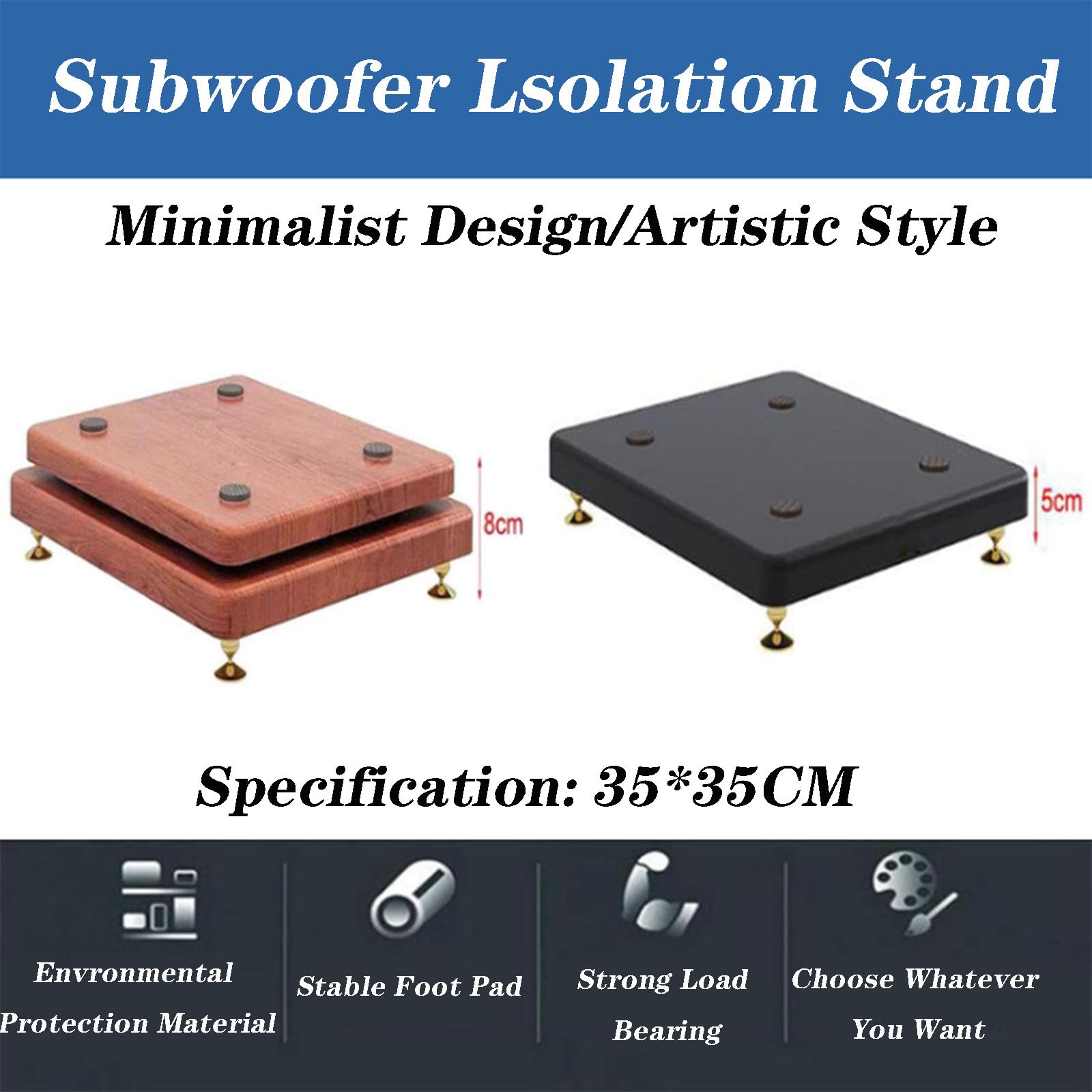 Soporte de altavoz de pie con aislamiento de subwoofer y base fija de cobre para monitor de estudio y altavoces