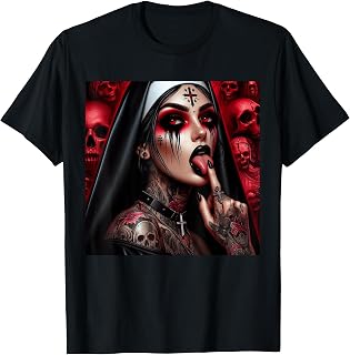 Gothic Aesthetic Occult Unholy Grunge Emo Punk Nun T-Shirt