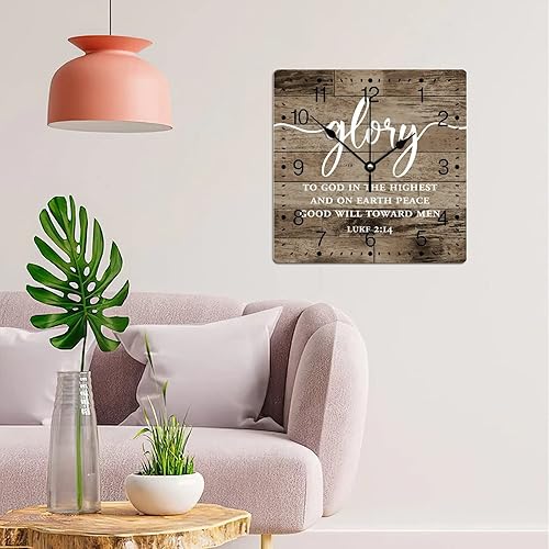 Miniatura 3 de Reloj de pared de PVC Gloria a Dios en el Higheat y en la Tierra Peace Relojes sin marco Inspiración Versículo de la Biblia 12 pulgadas funciona con