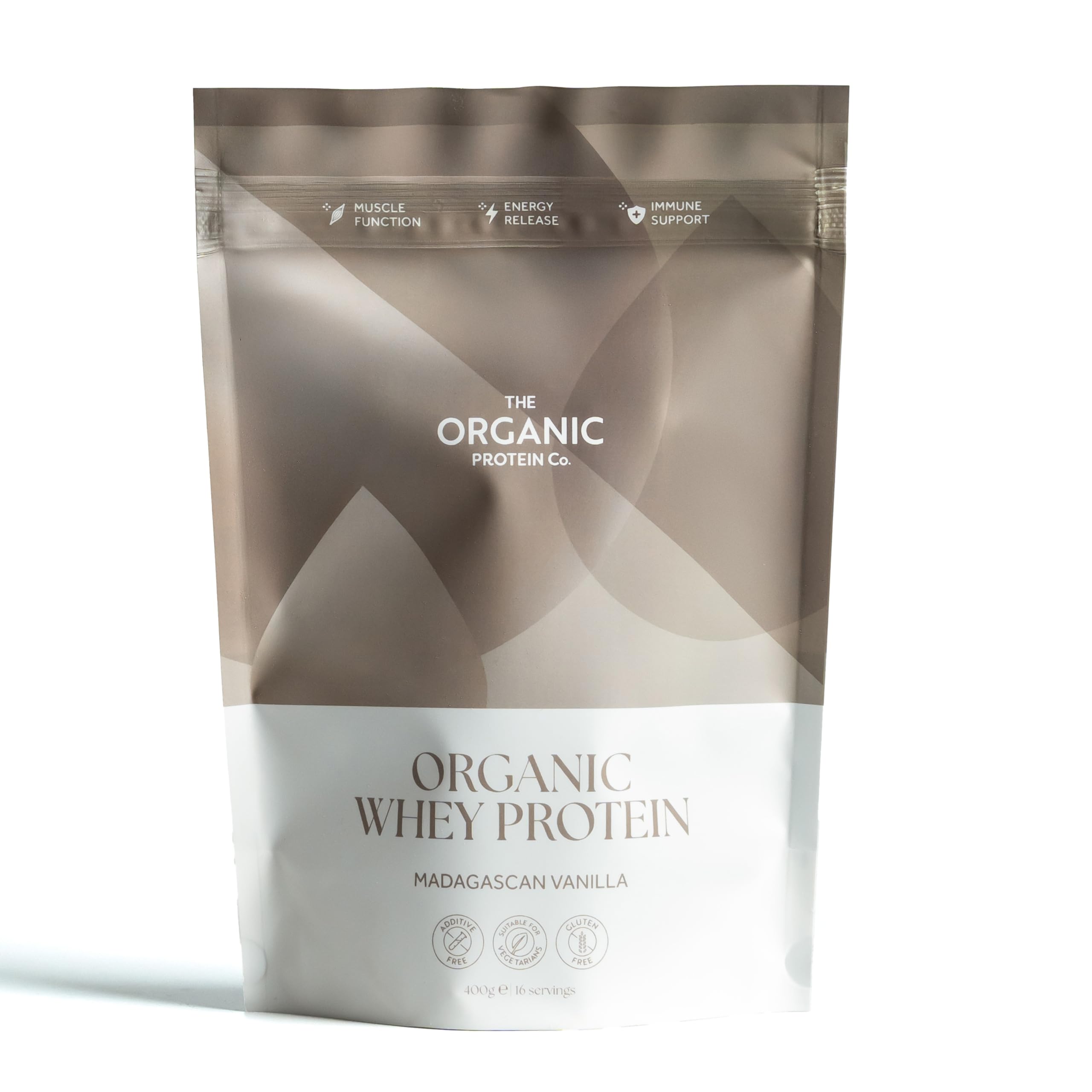 The Organic Protein Co. – Madagascan Vanilla Organic Whey Protein Powder | No Additives, Undenatured, Bioactive, UPF Free, No Emulsifiers, Primarily Grass Fed, Vegetarian, Gluten Free – 400g