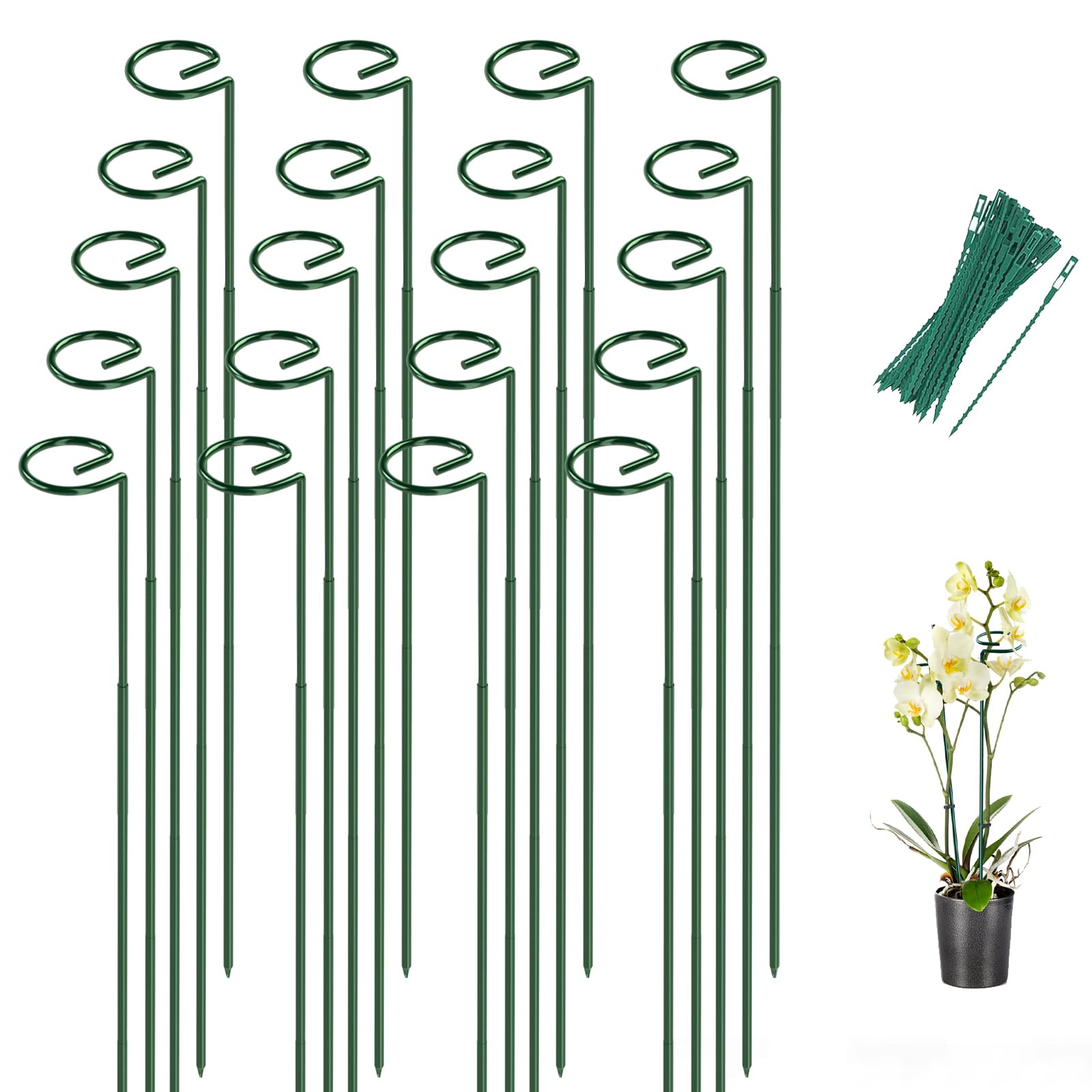 Photo 1 of 20 Pack 23.6 In Metal Plant Stakes, Plant Support Stakes with 15 Twist Tie