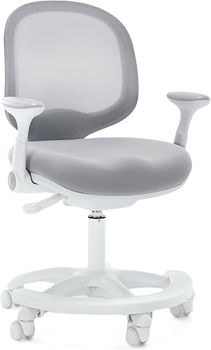 Miniatura 32 de Silla de escritorio para niños, silla de oficina de estudio, diseño ergonómico, altura ajustable y profundidad del asiento (azul cielo con Azul