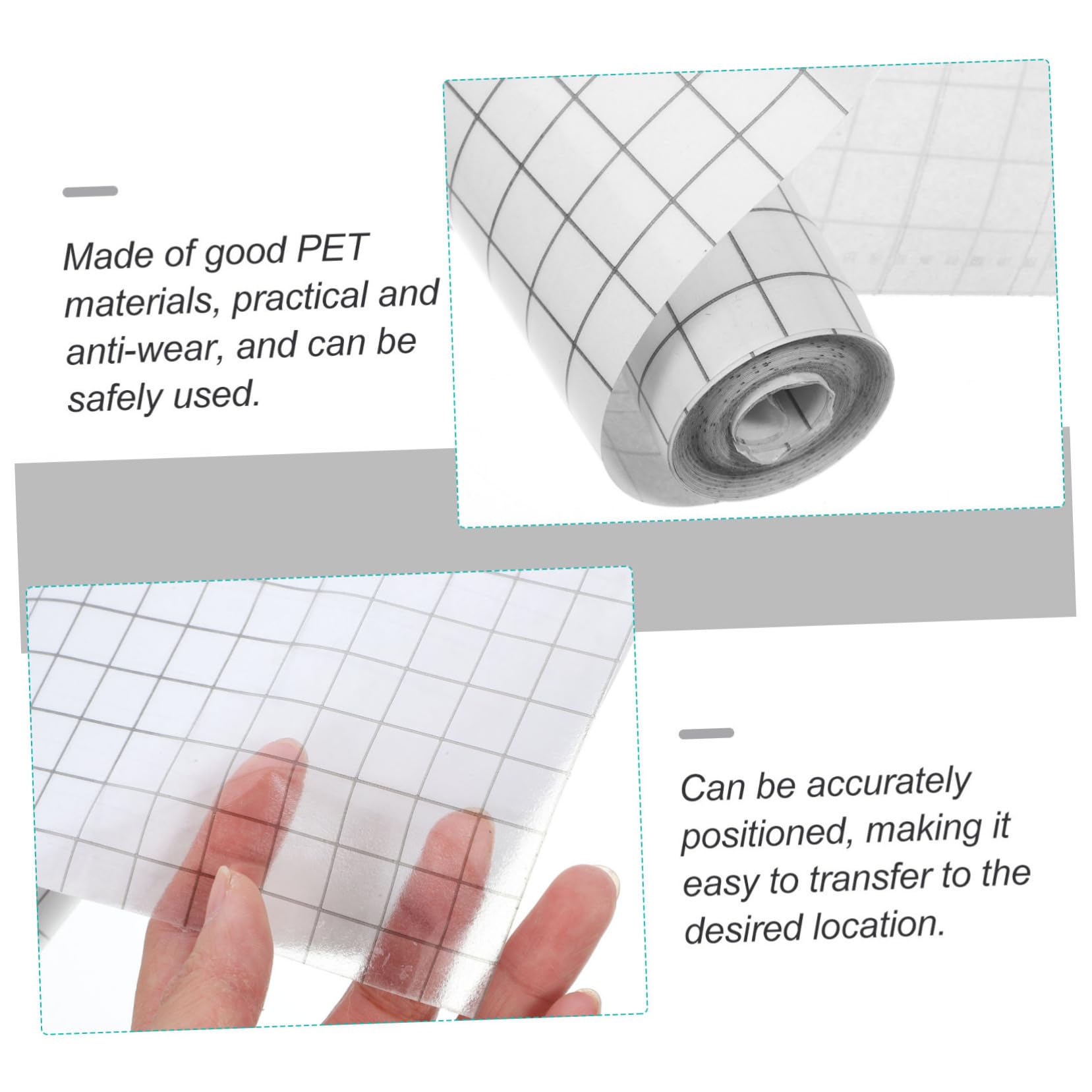 Ruban de Transfert Autocollant en Pet Transparent pour Vinyle Lignes Quadrillées, Pratique pour Alignement Précis, pour Fenêtres et Céramiques en DIY