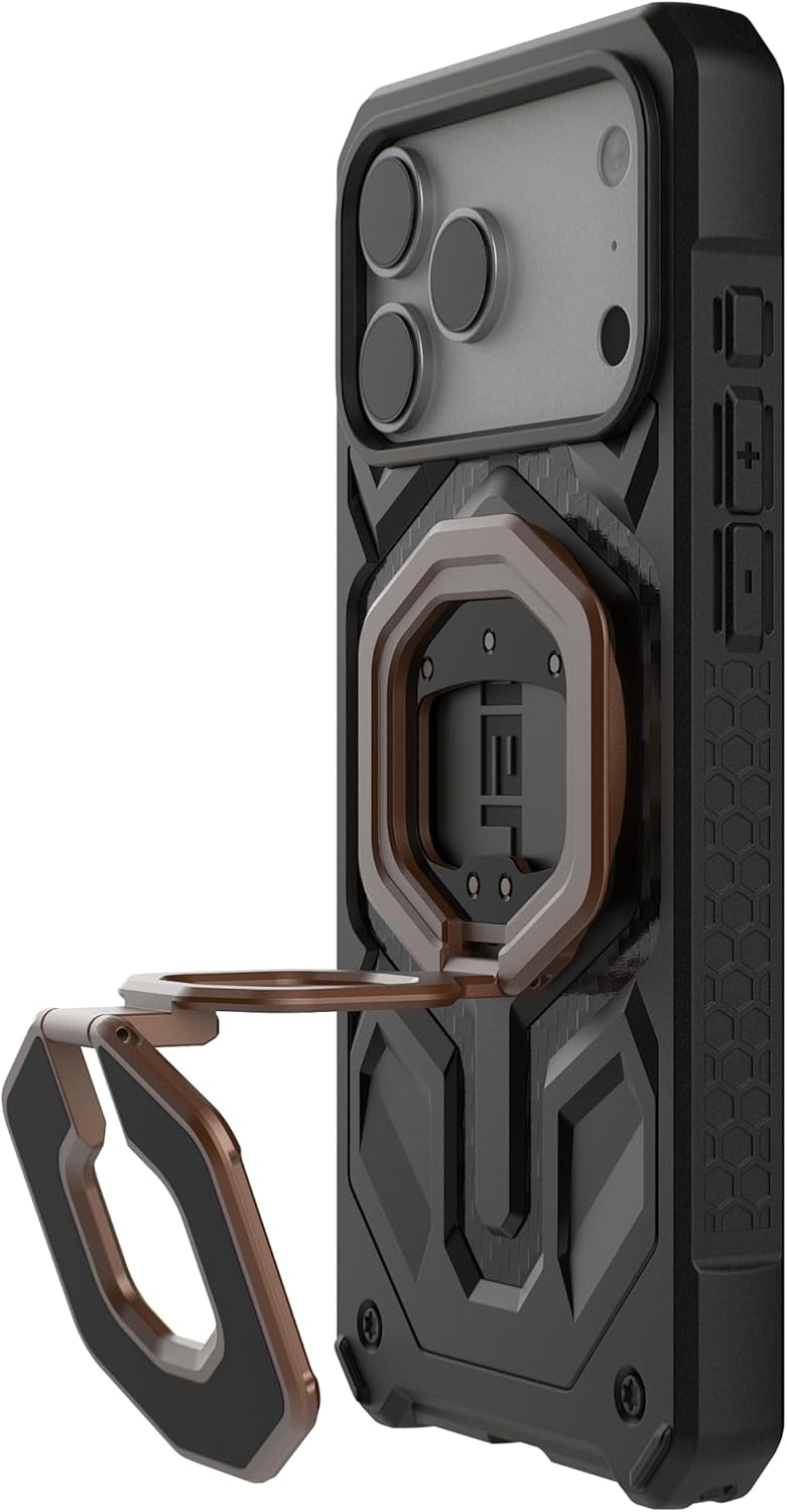 URBAN ARMOR GEAR UAG Magnetic Ring Stand Monarch Mag2 w/Built-in Bottle Opener - Ultra-Strong Double Magnet MagSafe Compatible Metal Phone Ring Grip 360 Rotation Kickstand, Aged Bronze