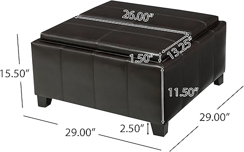 Miniatura 3 de Christopher Knight Home Mansfield - Otomana de almacenamiento de poliuretano, color marrón