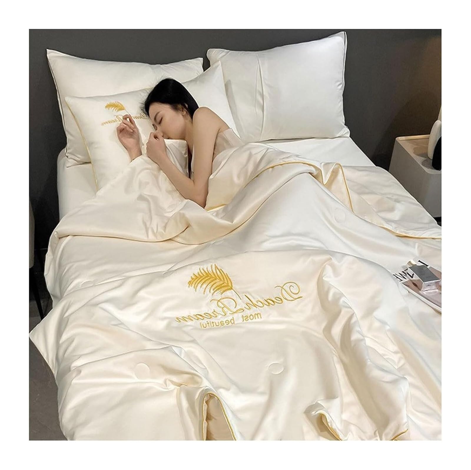 ETUELNOPT Cooling King Duvet for Summer， Summer Sleep. Blanket Ice Silk Quilt Multiple Sizes(B,180x200cm)