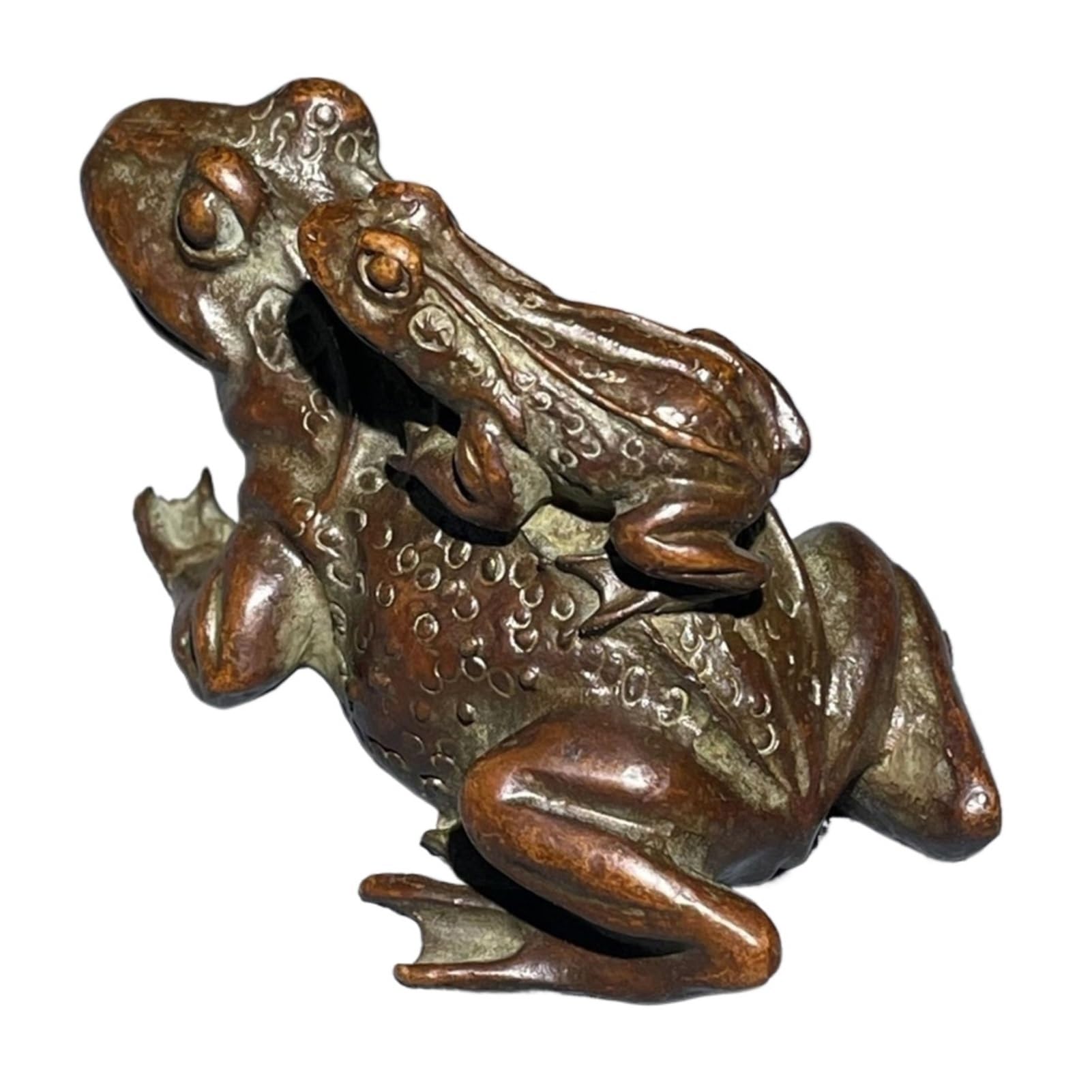 Huolimxun One Color Antique Bronze Auspicious Toad Gratitude Mother Statue Miniature Tea Ceremony Table Decoration Animal Sculpture Home Decor