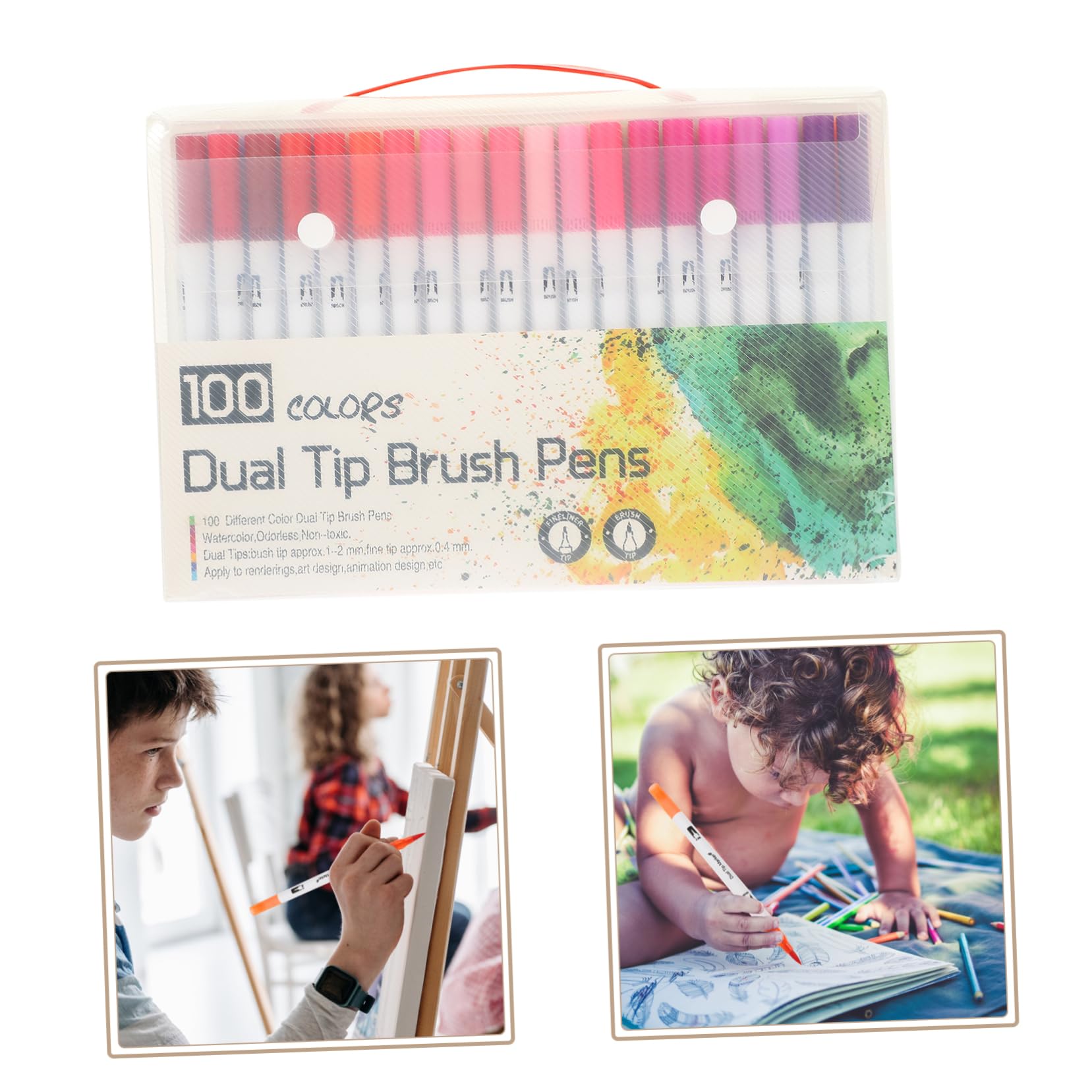 Anneome 100 Stück Doppeltipp Filzstifte Doppelseitige Pinsel und Spitze für Ausmalbücher Schreiben Planung und Kreative Kunstprojekte Leicht und Tragbar Perfektes
