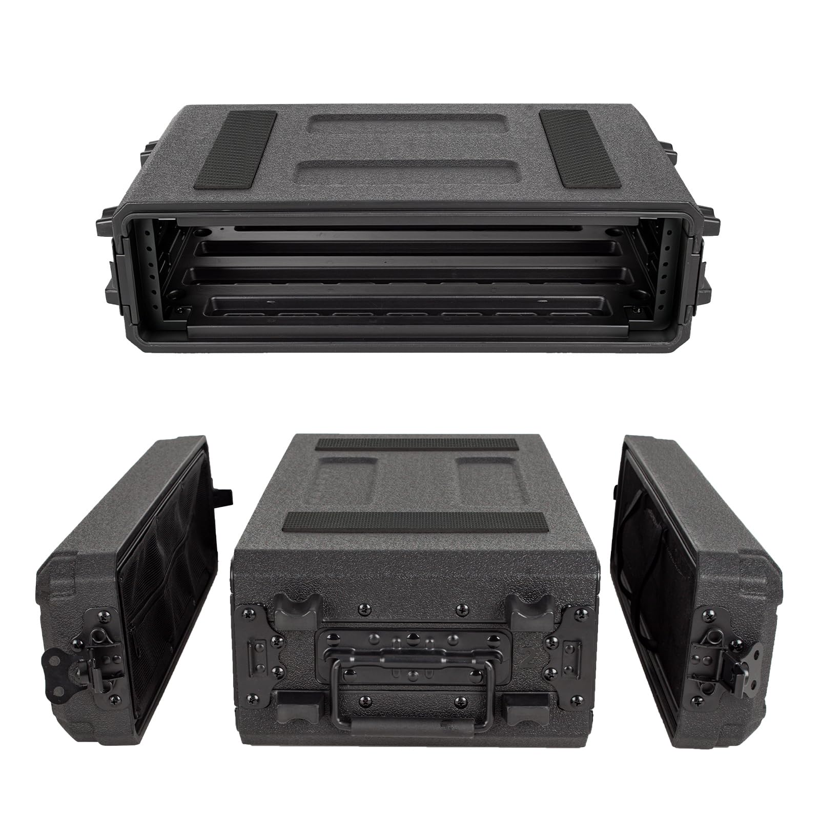2U Rack Case Shallow 11" Depth, 19" Rackmount Flight Road Travel Case, Waterproof Protective Hard Case with Customized Foam, Wireless Mic System Storage/Amp/Effect/DJ Mixer