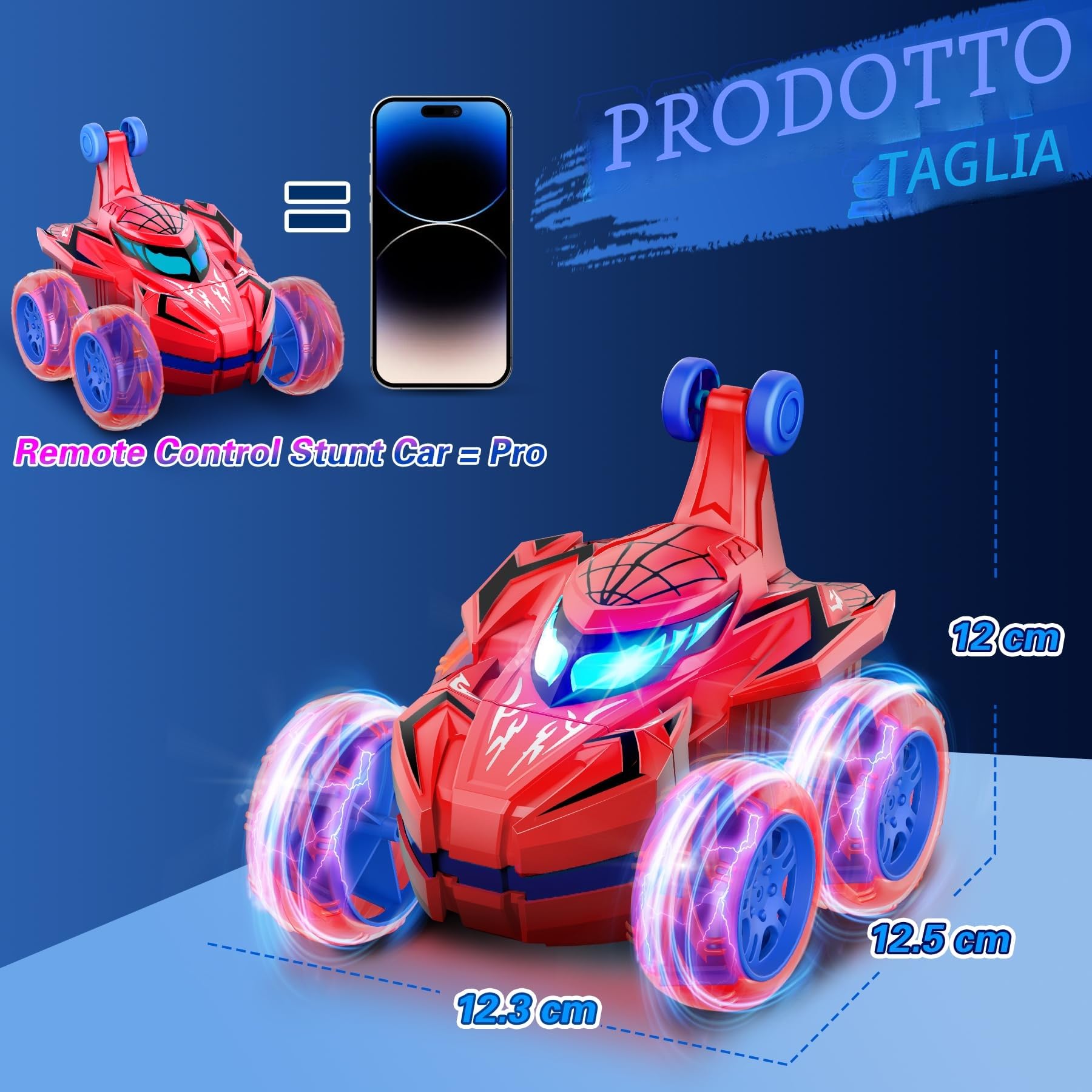 Ophy Macchina Telecomandata per Bambini, Giochi Bambini 3 4 5 6 7 8 9 Anni, Regalo Bambino 3 4 5 6 7 8 9 Anni, Giocattolo per Auto Telecomandata Acrobatica per bambini, Spider Car
