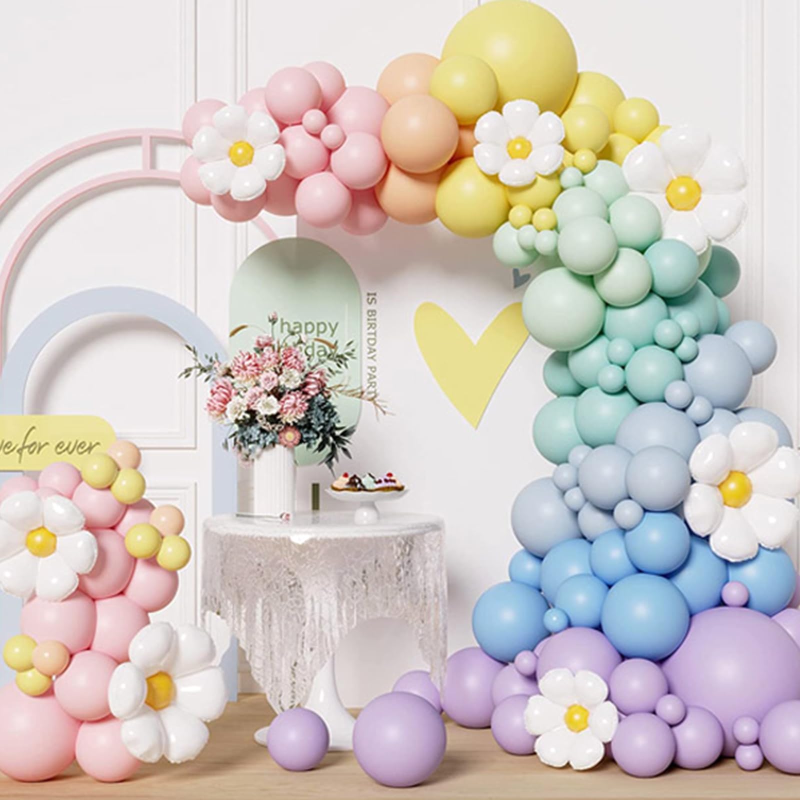 160 Pcs Balloon Arch Kit Pastel Flower Balloons Garland Set Mixture Size