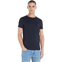 Tommy Hilfiger Uomo T-Shirt Maniche Corte Core Stretch Slim Fit, Blu (Desert Sky), 3XL