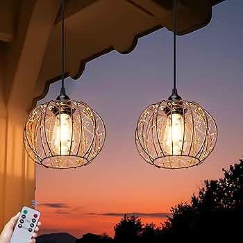 ALL FORTUNE Battery Operated Hanging Outdoor Chandelier