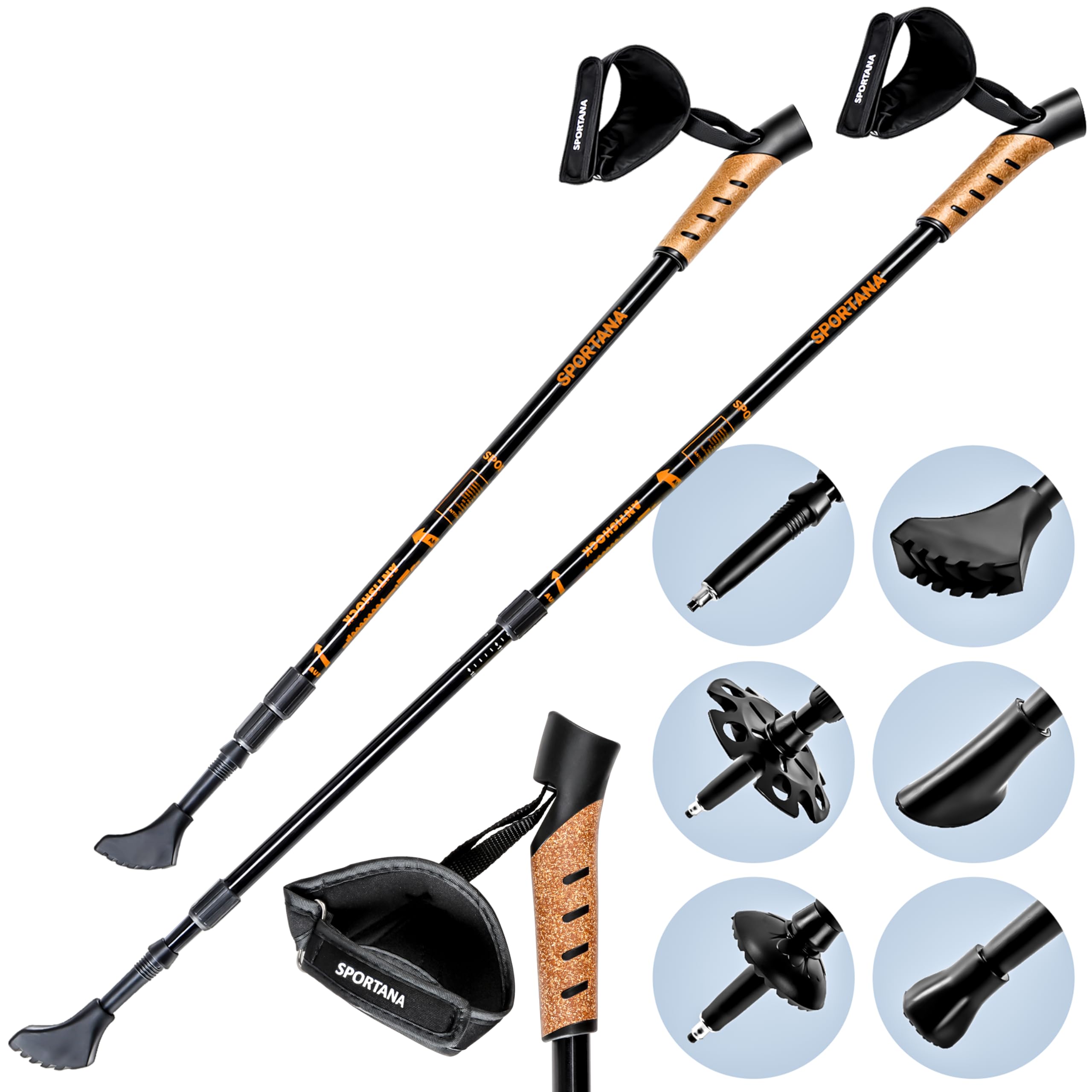 Sportana® Bastoni Da Trekking Telescopici 68-135Cm Racchette Nordic Walking Bacchette Da Camminata Escursione Montagna-image