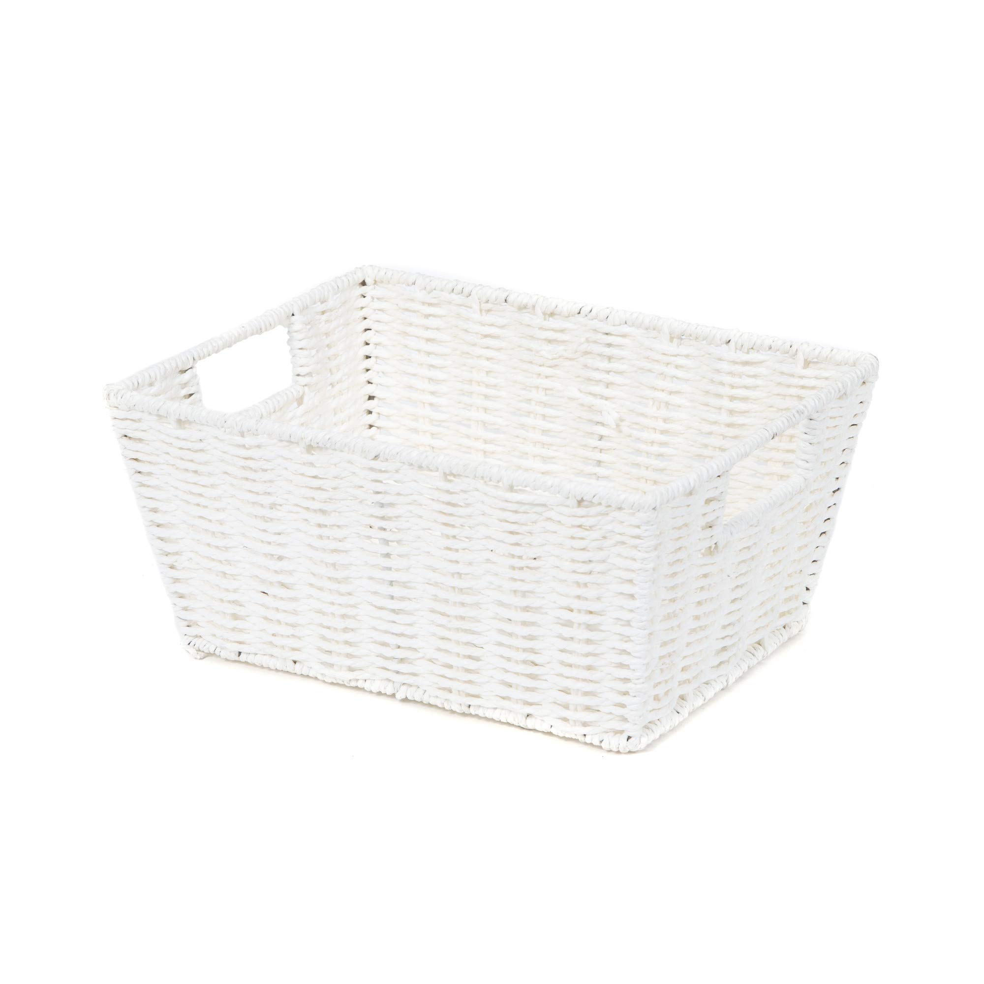 Compactor Etna Cesto Rettangolare in Carta Intrecciata a Mano, Bianco, 31 x 24 x H. 14 cm, RAN6544