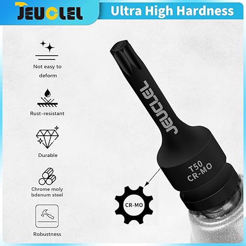 Vista 25 de Juego de llaves de vaso de impacto Torx Star de 6 puntos, T30 T40 T45 T50 T55 T60 T70 T80 1/2 pulgadas Kit de llaves Allen de accionamiento