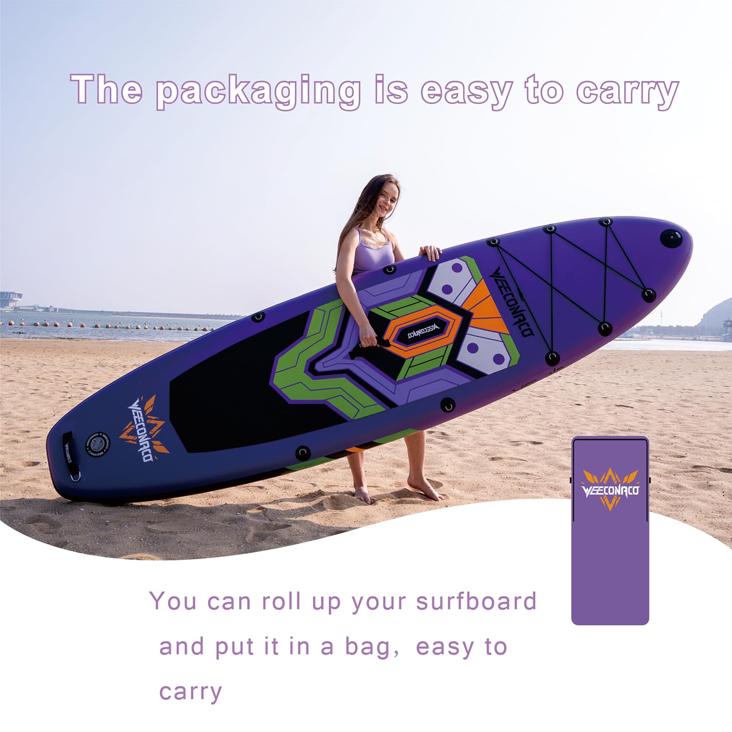 Stand Up Paddling Board Inflatable SUP Board Set, 320 x 82 x 15.5 cm, Load Weight Capacity up to 170 kg, Extra Package and Safty Line, Adjustable Paddle and Pump Included.
