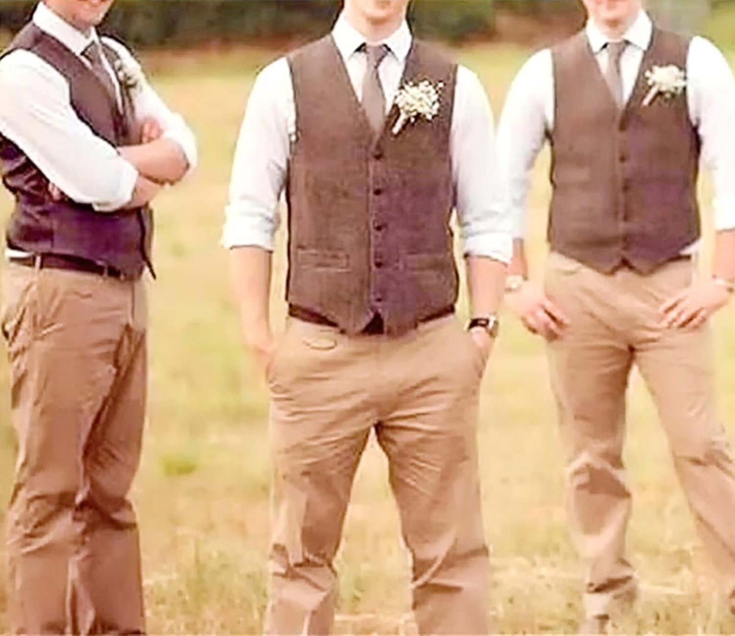 Men's Tweed Vest Herringbone Wool Waistcoat for Wedding Men Vests Formal Groom's Wear Suit Vest - Image 6