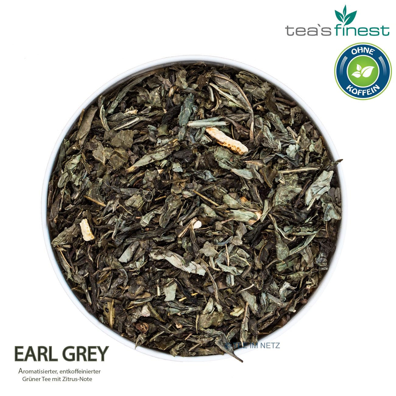 tea`s finest Grüner Tee Earl Grey (entkoffeiniert) (1000 Gramm)