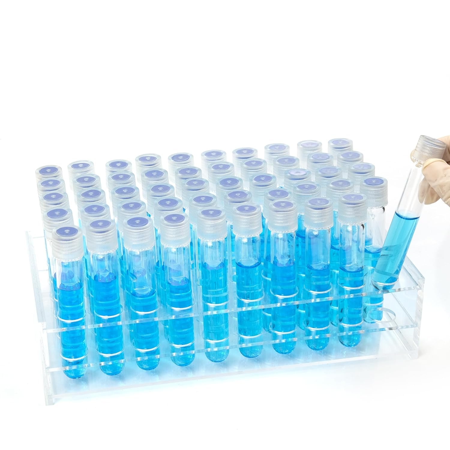 ALWSCI 100 Unidades 16X100mm Tubos de Ensayo de Vidrio, Tubo de Cultivo de Vidrio de 10ml, Fondo Redondeado, Tapón de Rosca con PTFE/Silicona/PTFE Liner