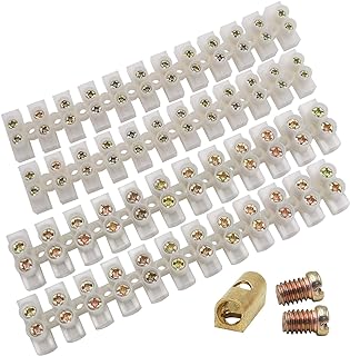 Tnisesm/10Pcs Terminal Strips, 12 Position Double Row Terminal Barrier Strip Screw Terminal Block 10/20Amp 380V Eurostyle Terminal Barrier Block for Small Home Projects and Electrical DIY ST12P-10A20A