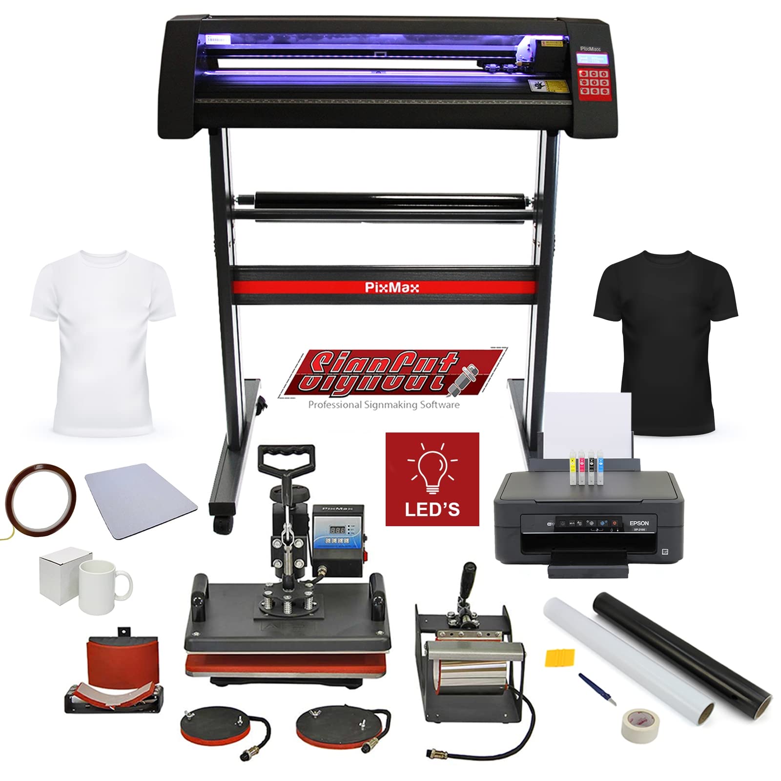 Monstershop PixMax Da Vinci Bundle 5 in 1 Heat Press, LED Lit Vinyl Cutter