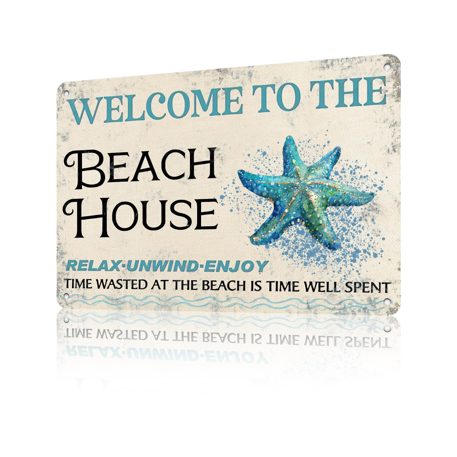 Anceky Vintage Welcome To The Beach Tin Sign Retro Metal Sign Wall Decor for Farmhouse Yard Garden Outdoor Indoor 12×8 Inch