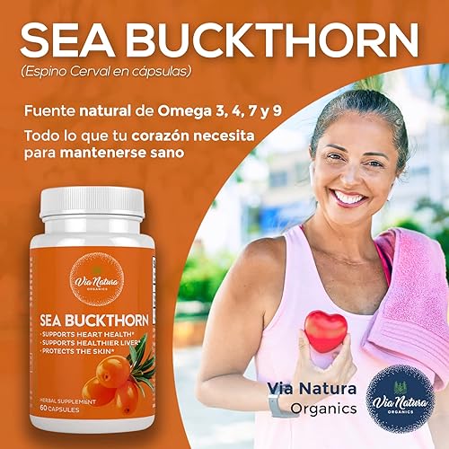 Miniatura 4 de Cápsulas de espino cerval de mar de 1000 mg  Suplemento de hierbas orgánicas  Fuente natural de Omega 3, Omega 6, Omega 7 y Omega 9  60 cápsulas