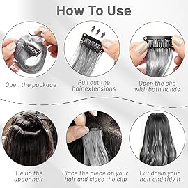 TOFAFA 16 Pcs Colored Hair Extensions Curly Wavy Clip in Synthetic Hair Extensions,Colorful Sliver Gray Highlights Hairpiece Streak for Girls Women Kids Christmas Cosplay Party Gift(Grey)