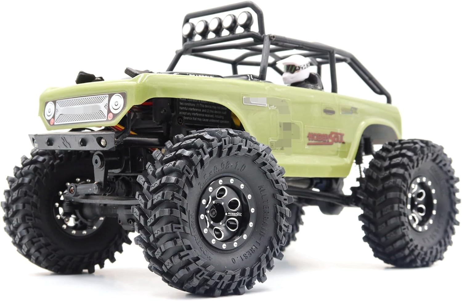 HOBBYSOUL 64 * 25mm Soft Sticky 1.0 tires F/R and Adjustable Negative Offset 1.0 beadlock wheels Black Rims For RC Mud Crawler 1/24 SCX24 FCX24 AX24 1/18 TRX4M