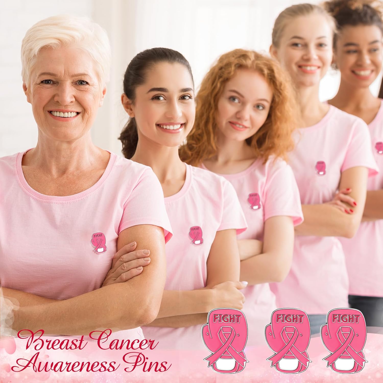 Ecally Nurse Appreciation Pins Bulk, Pink Ribbon Boxing Glove Awareness Pin Thank You Gifts for Nurse Week Healthcare Worker