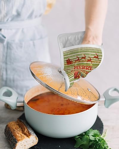 Miniatura 4 de Christmas 2Pcs Pot Holders for Kitchen,Non Slip & Heat Insulation Terry Cloth Potholder Set with Pocket,Thick Hot Pad Oven Mitts Trivet Coaster for