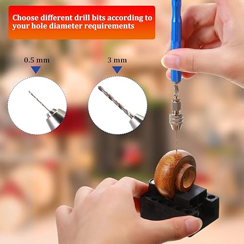 Miniatura 4 de Mudder Juego de 27 piezas de brocas de taladro de mano con tornillo de banco semiautomático, herramienta rotativa en espiral con 25 piezas de 0.5-3