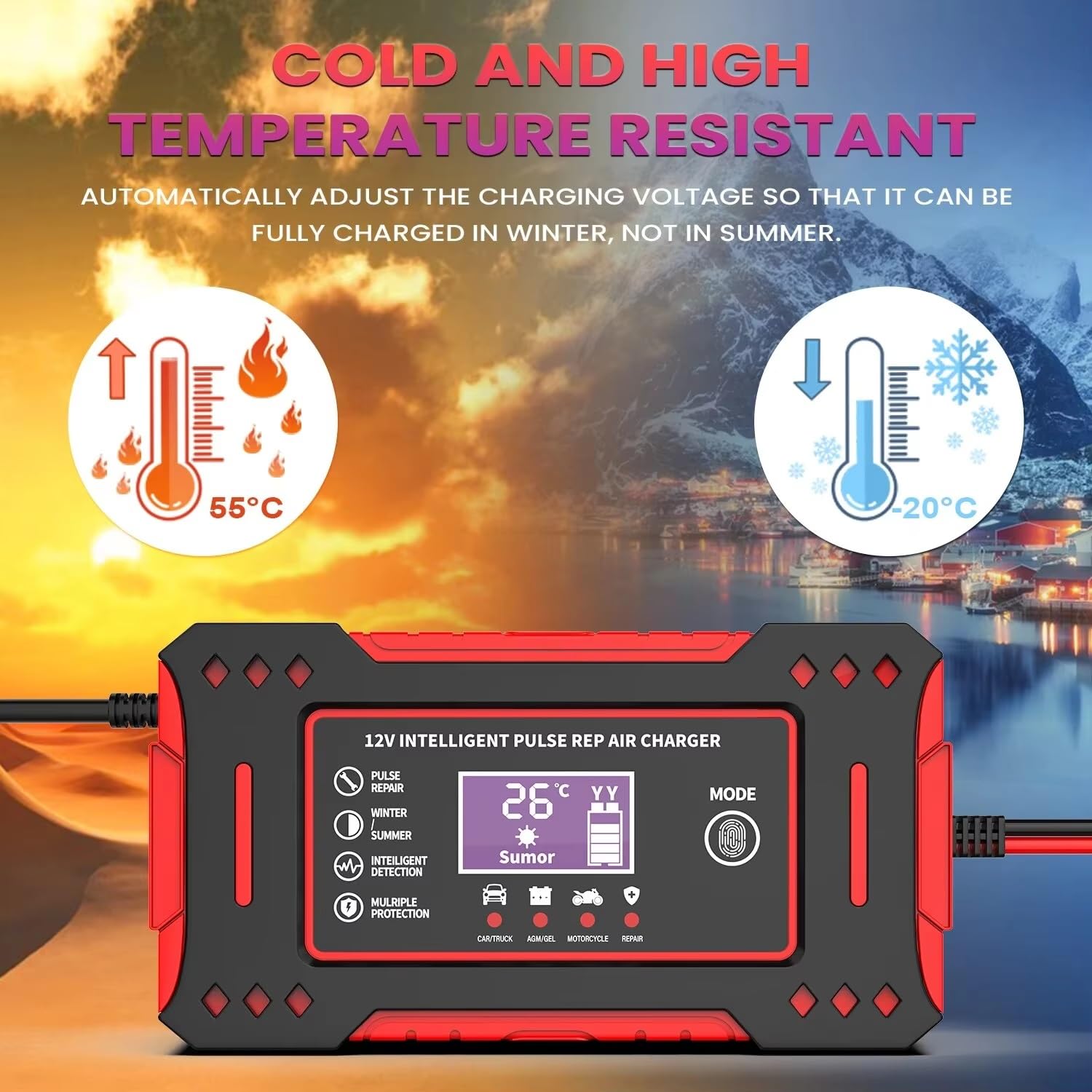 Power inverter Caricabatteria Intelligente Per Auto 6A 12V Unità Di Ricarica Per Batterie Per Auto E Moto Display LCD Per Riparazione Batterie Al Piombo