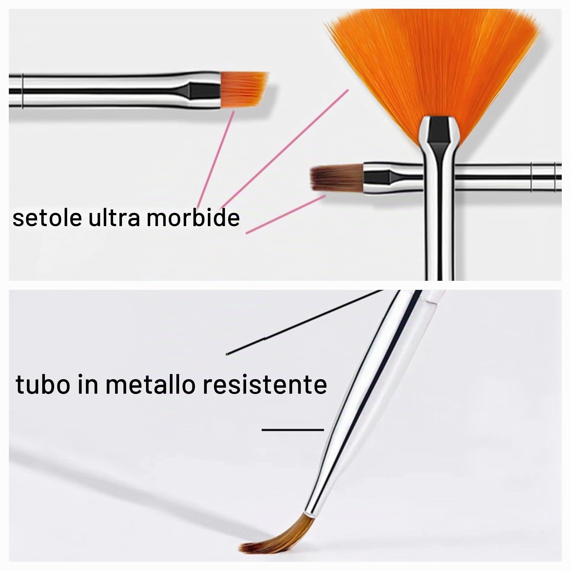 ‌Set di Pennelli per Nail Art, 20 pezzi Pennelli per Design su Unghie, Pennelli Professionali per Design di Nail Art, Pennelli Fine Liner per Unghie, Nero