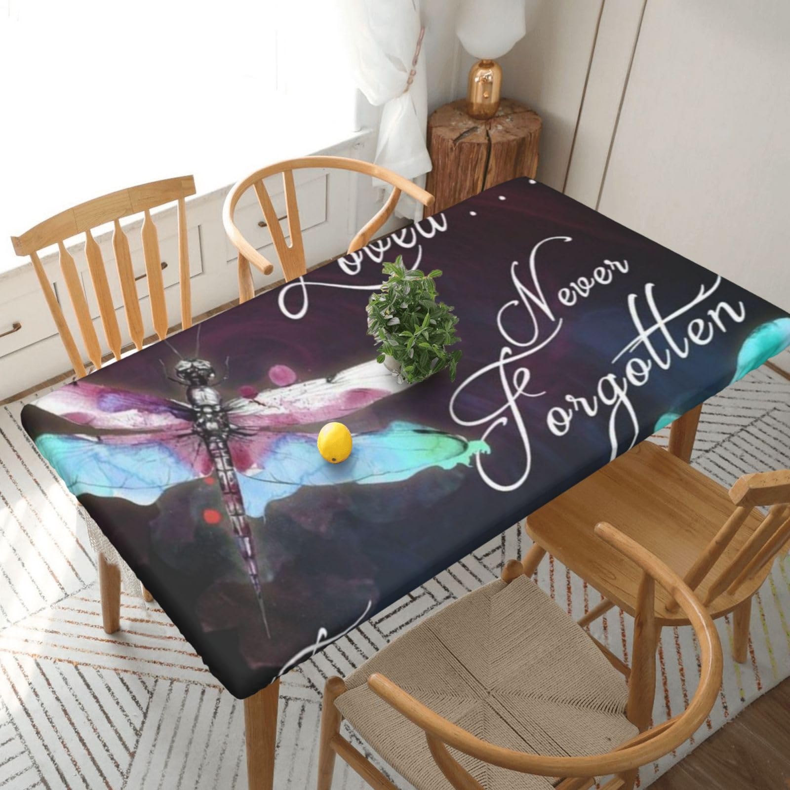 BNVSADC Blue Dragonfly Printed 5FT Tablecloth Polyester Kitchen Water Resistant Table Cloth Dining Table Decoration Table Covers, 152x76 CM