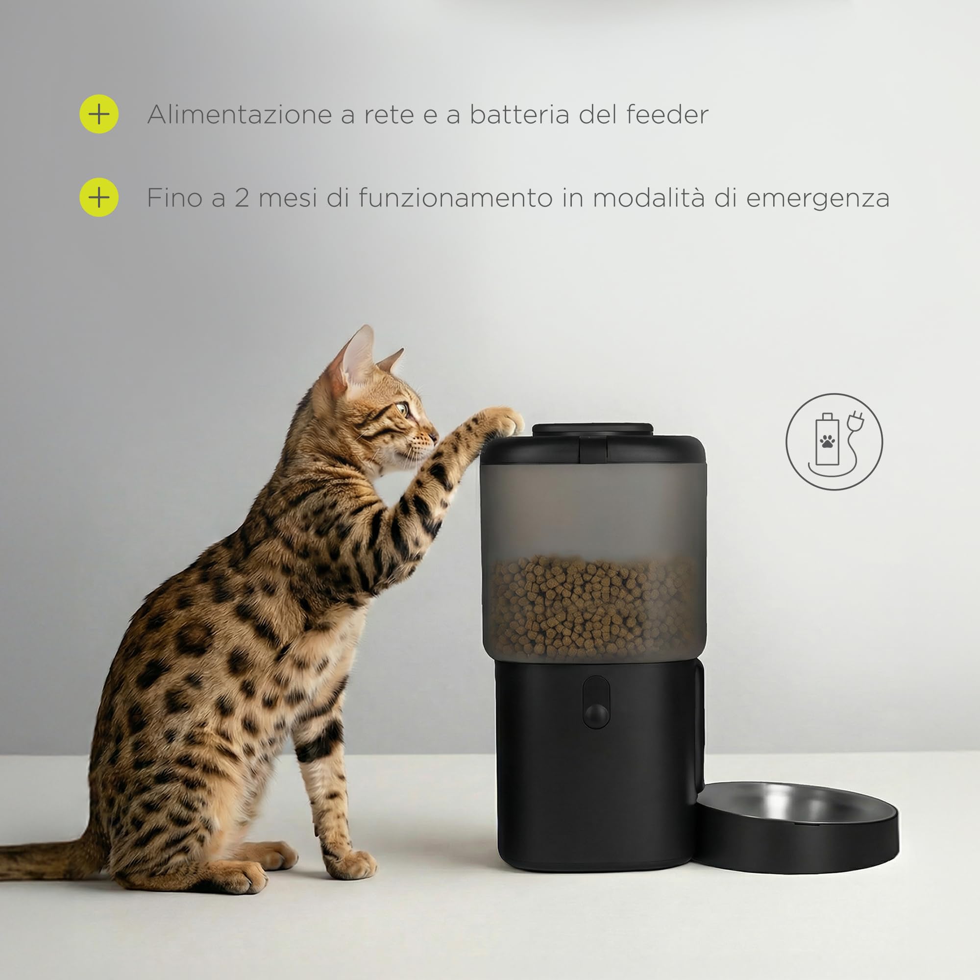 Feast Distributore Automatico di Cibo Wi-Fi con Videocamera | Per Cani e Gatti, Capacità 4,5 L, Porzioni Programmate, Ciotola, Fontana da 2,5 L, Controllo tramite App