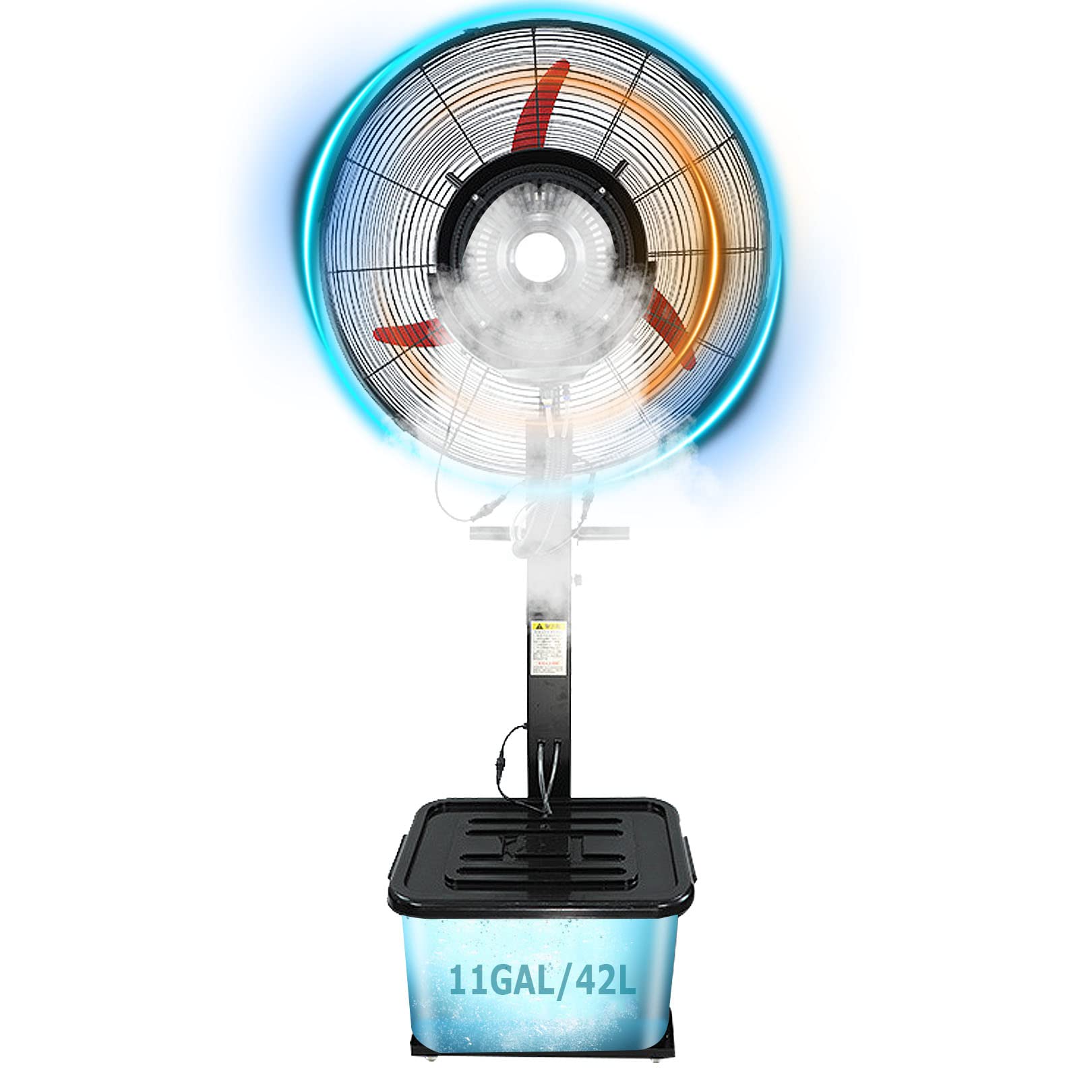 AYCDL Black Oscillating Misting Fan, 11 Gallon Large Capacity Tank, 3 Speed Setting, Heavy Duty Outdoor Fan Misters for Cooling, Industrial, Commercial,55cm/21.7in