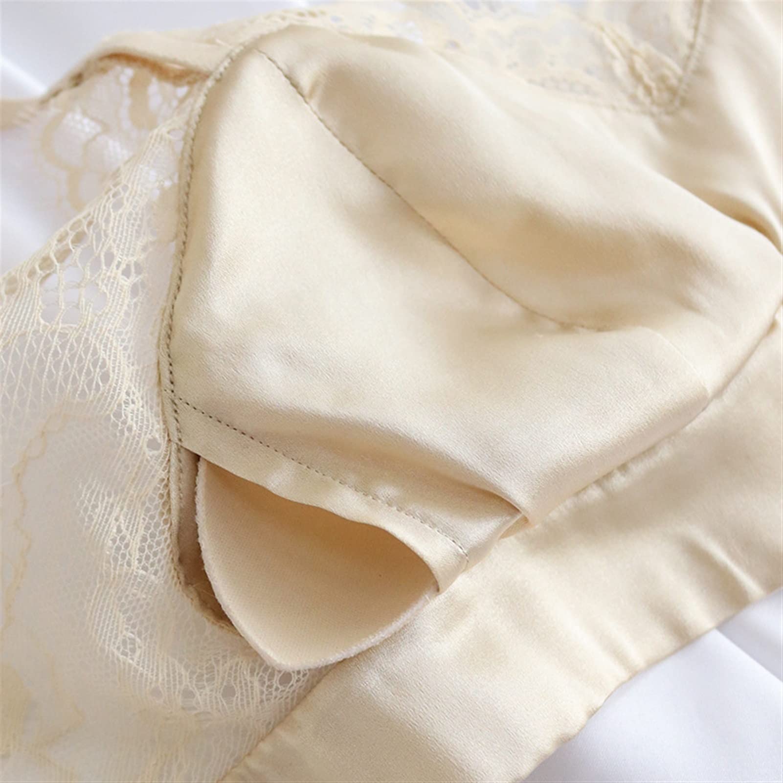 Reggiseno a Coppa a Triangolo in Seta Naturale da Donna, Intimo Francese Liscio e Traspirante, Reggiseni Estivi in ​​Pizzo Sottile