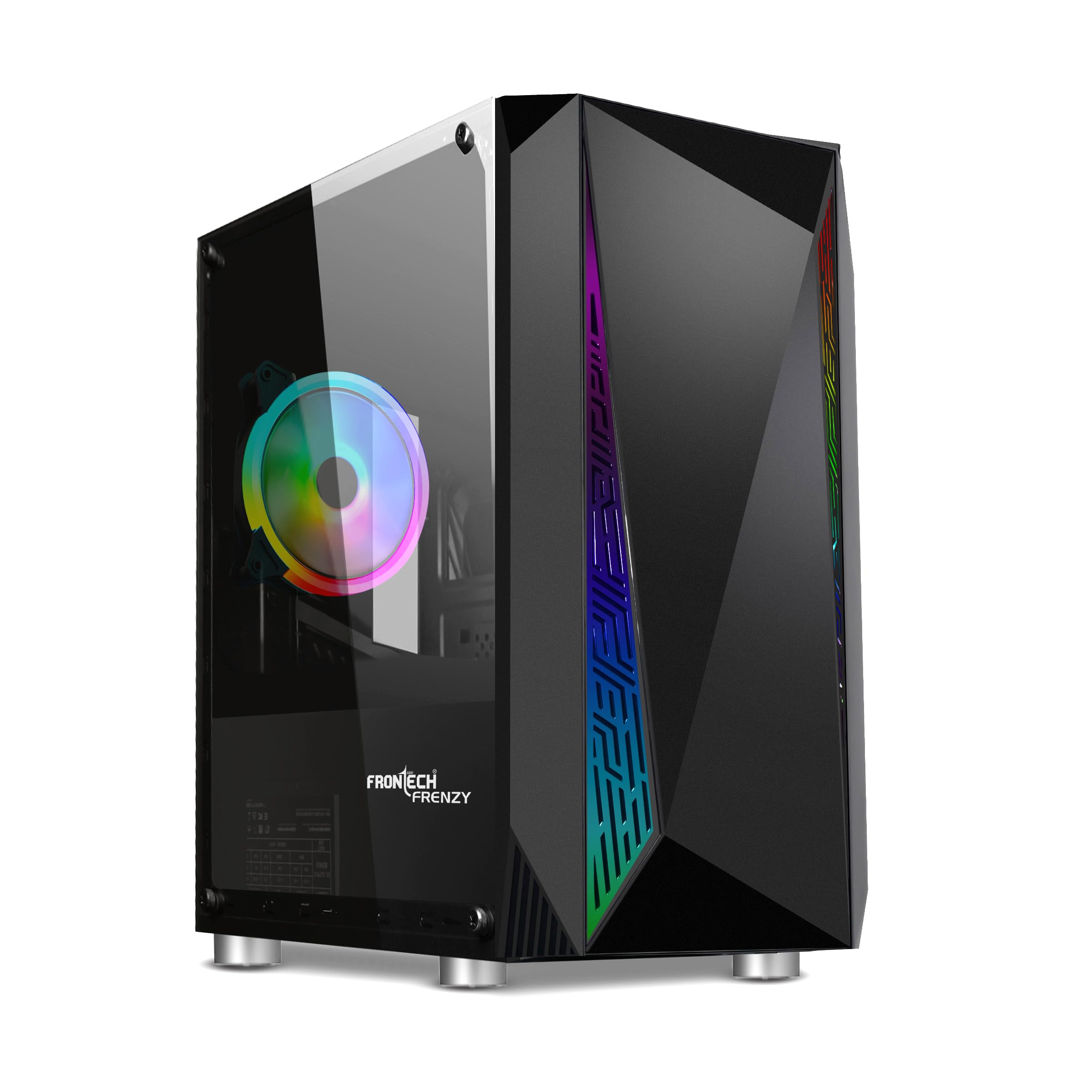FRONTECH Frenzy Gaming Cabinet/Computer Case with HD Audio | ATX/MATX Compatible, Tampered Glass Side Panel, Bottom SMPS Dock | 120 mm RGB Fan with Dust Filter, 1xUSB 3.0, 2xUSB 1.1 (FT 4287, Black) (B0CH32GVM7) Amazon Price History, Amazon Price Tracker
