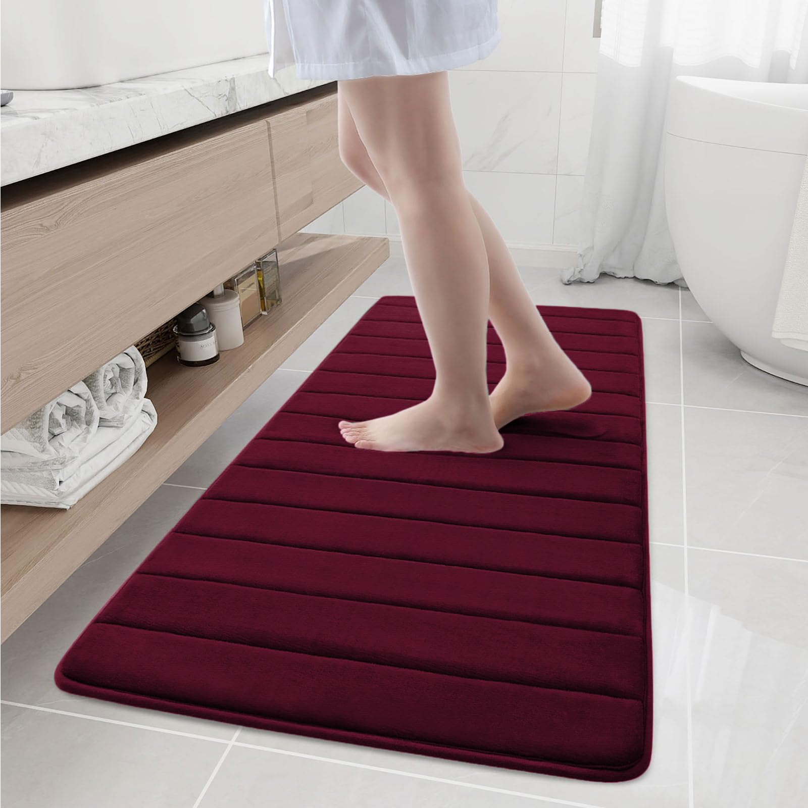 Buganda Memory Foam Bath Mat, 55" x 24", Ultra Soft and Non-Slip Bathroom Rugs, Water Absorbent and Machine Washable Bath Rug Runner for Bathroom,