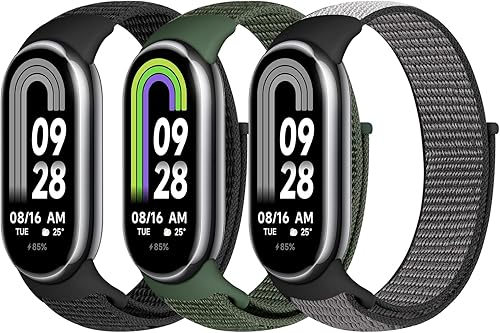 Correa deportiva de nailon compatible con Xiaomi Mi Band 8 para mujeres y hombres, correa de reloj trenzada suave ajustable transpirable trenzada