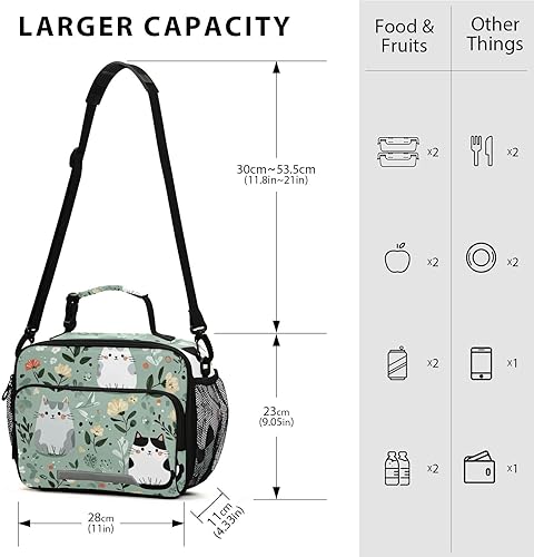 Miniatura 10 de QwThum Bolsa de almuerzo con diseño de búho lindo para niños, organizador de almuerzo con doble aislamiento, impermeable y reutilizable, bolsa de