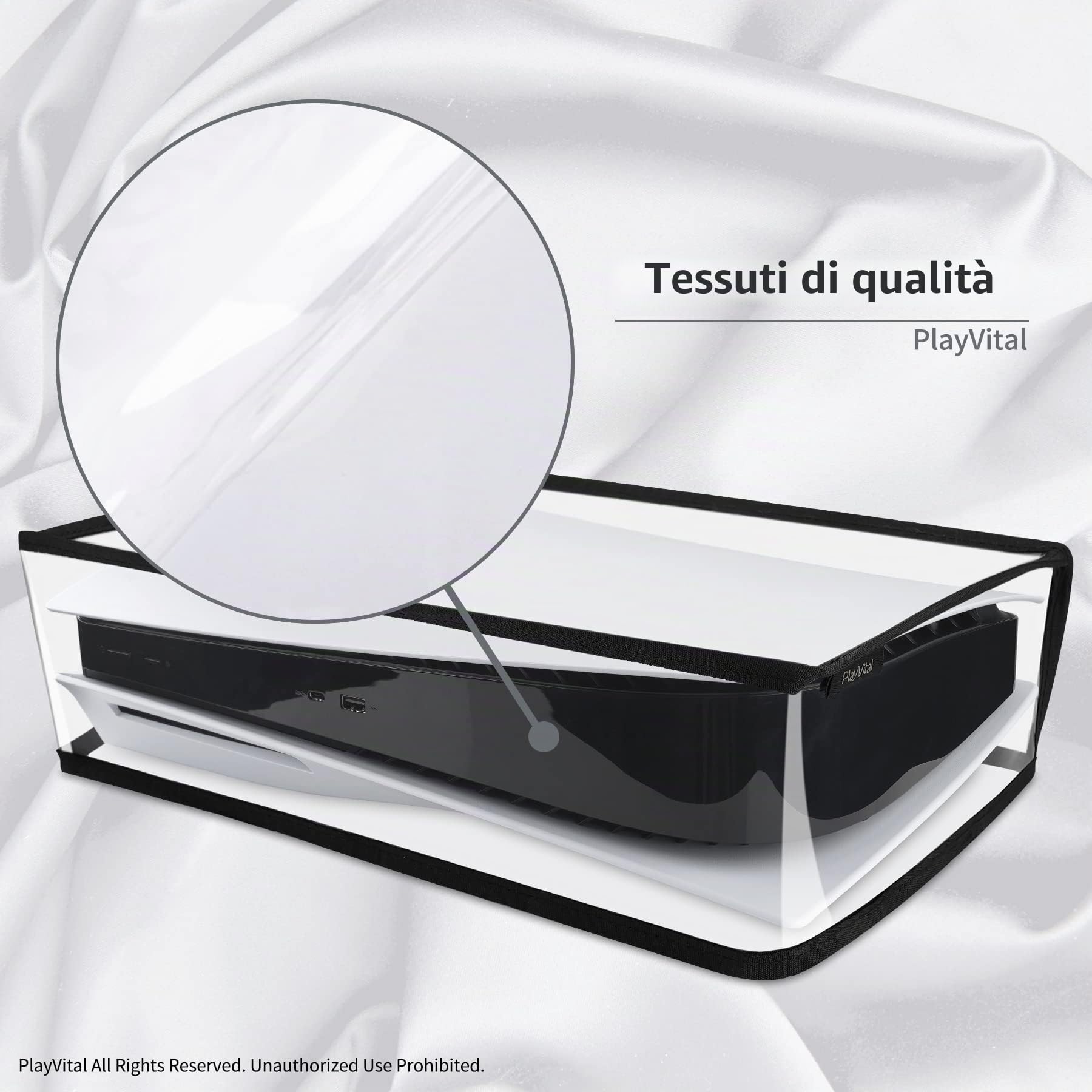 PlayVital per ps5 Cover Copertura Antipolvere Coperchio Orizzontale Custodia Protettiva Impermeabile per ps5 Standard Console Disc&Digital Edition(Non per Slim/Pro),Trasparente
